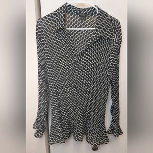 Sunny Taylor Crinkle Pleated Button Up Blouse Size 2X Preppy Professional Top